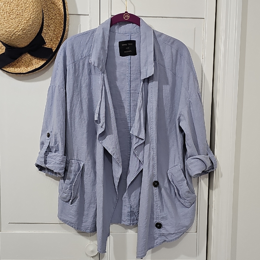Love Tree Soft Blue Utility Jacket